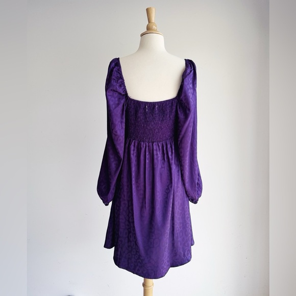 Urban Outfitters Puff Sleeve Satin Dress | Dark Romantic Halloween Party Dress L - Picture 6 of 8